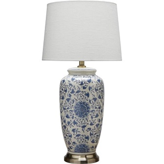 Ceramiczna lampa stołowa Lee 68cm niebieska kwiaty